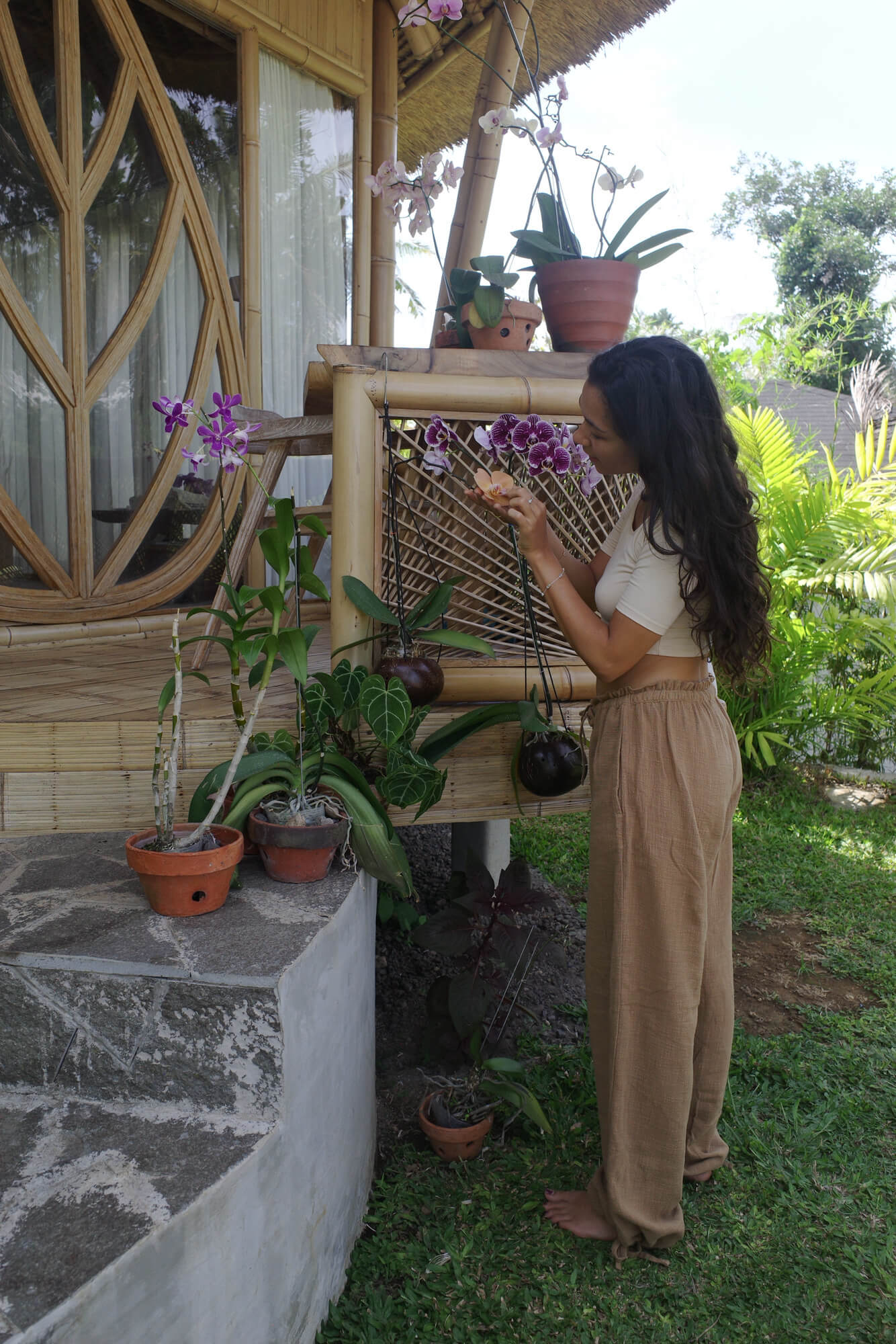 【6月末お届け/数量限定】ORGANIC COTTON LONG PANTS/MILK CHOCOLATE