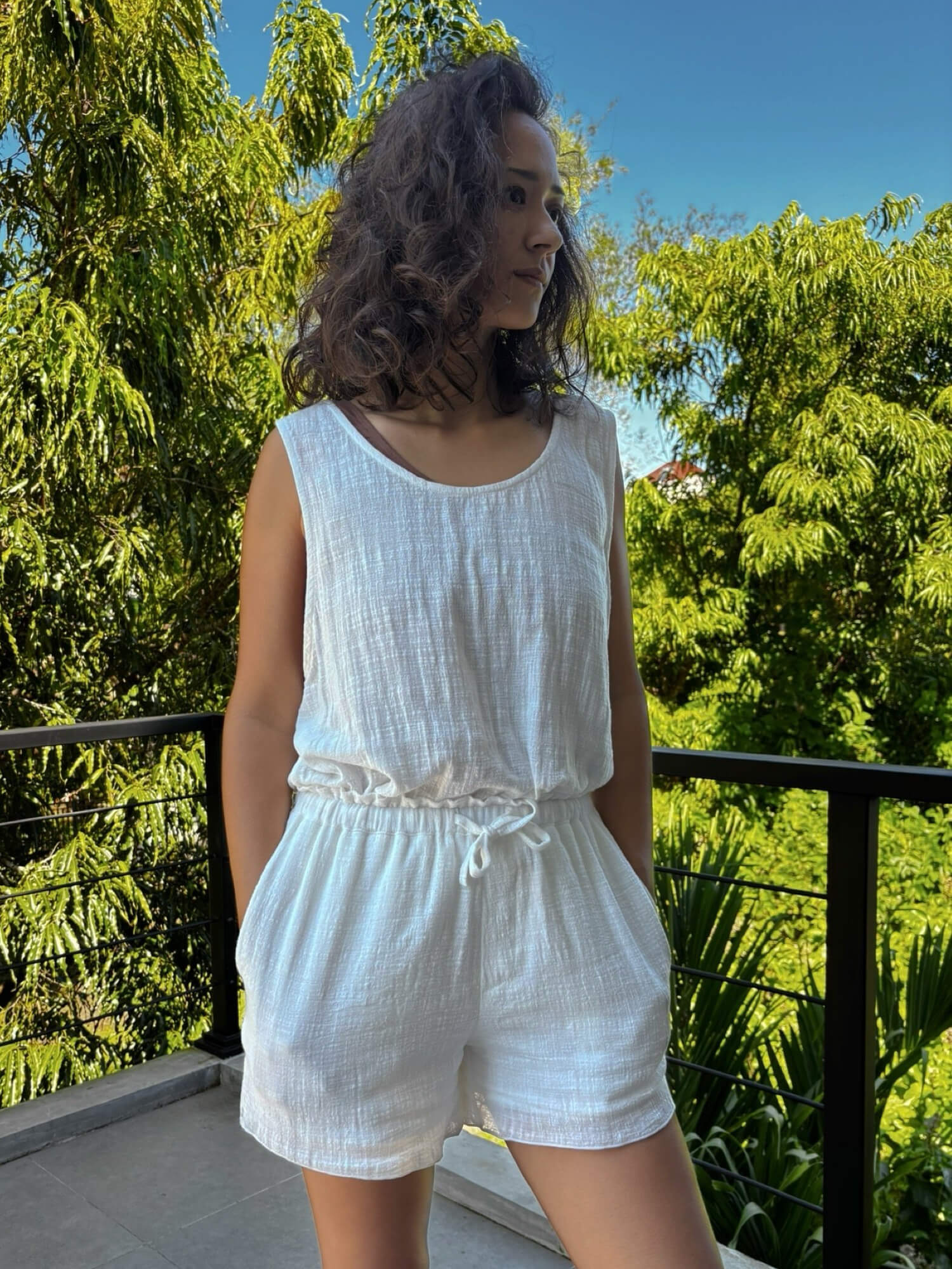 【6月末お届け/POPUP受け取り可】ORGANIC COTTON SUMMER SHORT/WHITE