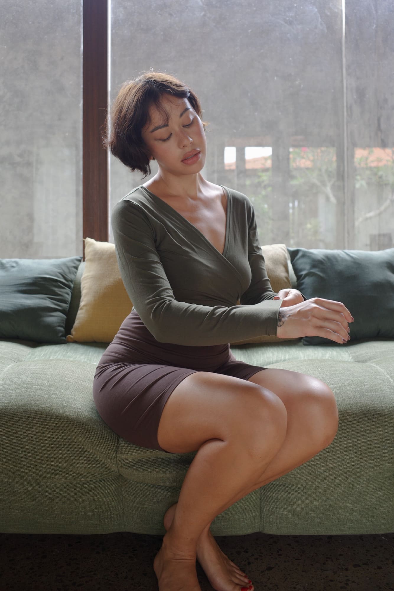 SARI WRAP TOP/KHAKI