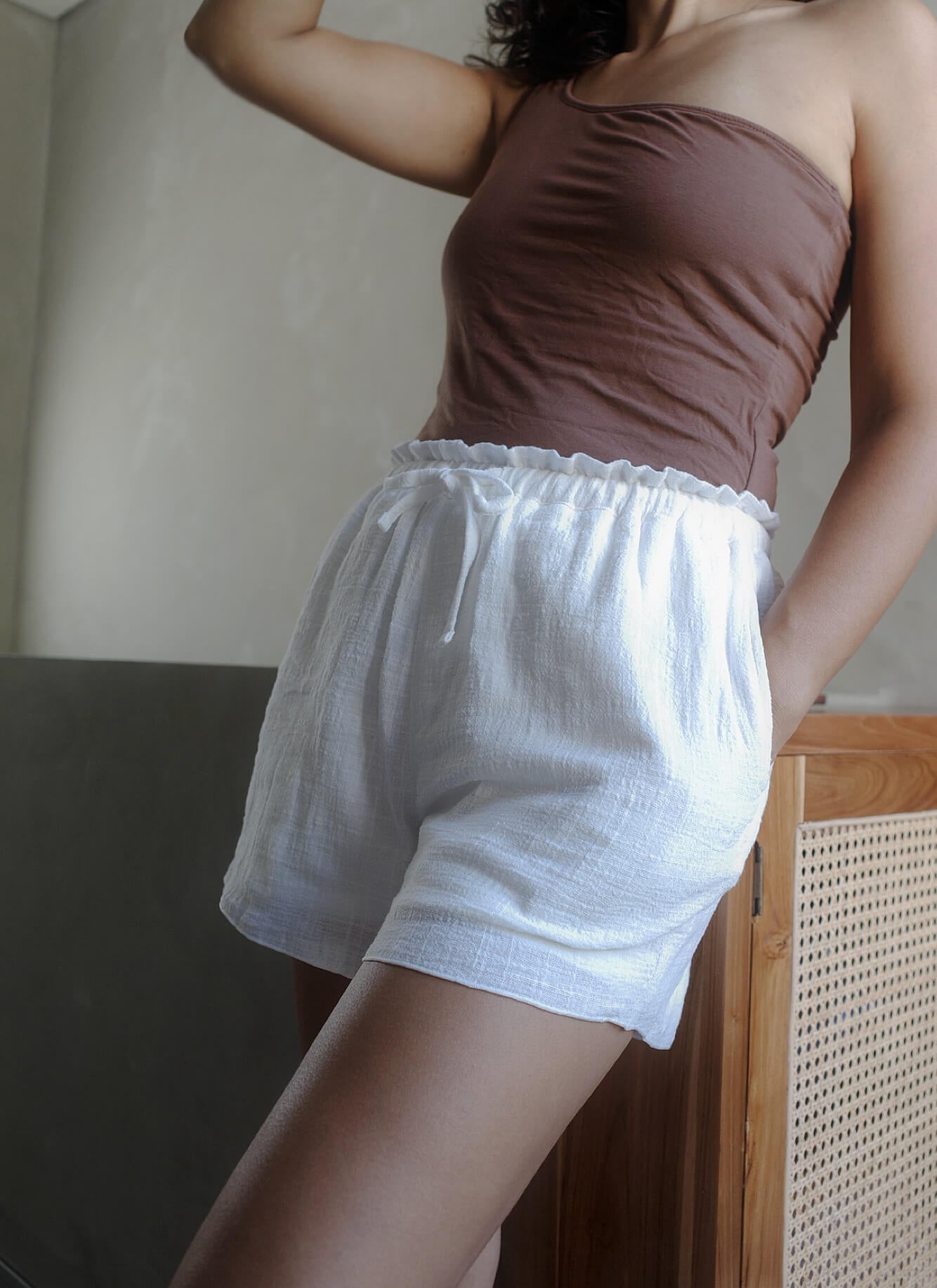 【6月末お届け/POPUP受け取り可】ORGANIC COTTON SHORT PANTS/WHITE