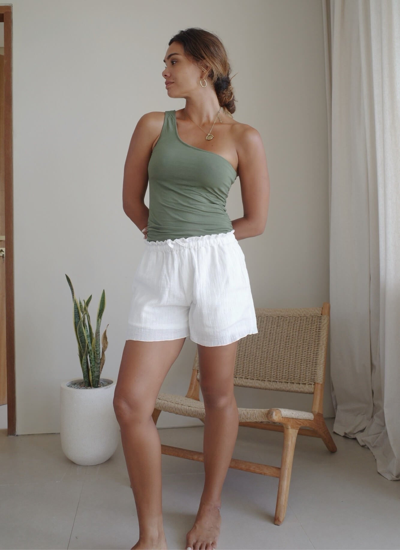 【6月末お届け】SARI ONE SHOULDER/AVOCADO