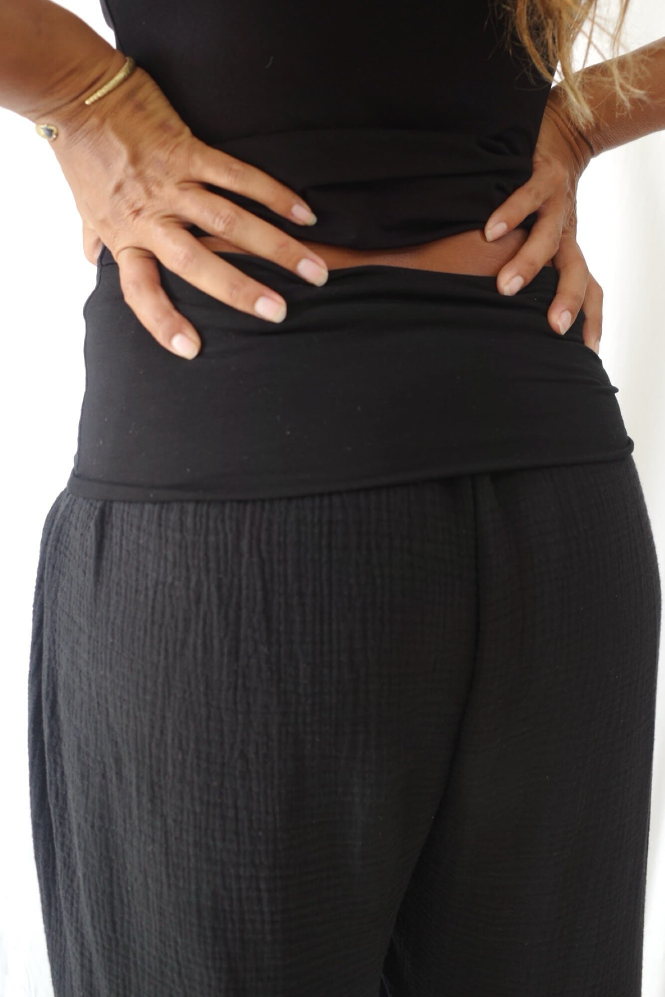 COTTON DOUBLE BUBBLE PANTS/BLACK