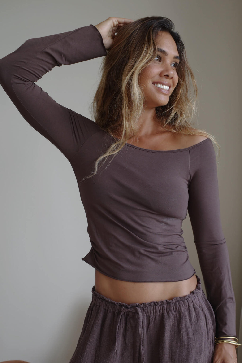 Sari long sleeve/CHOCOLATE