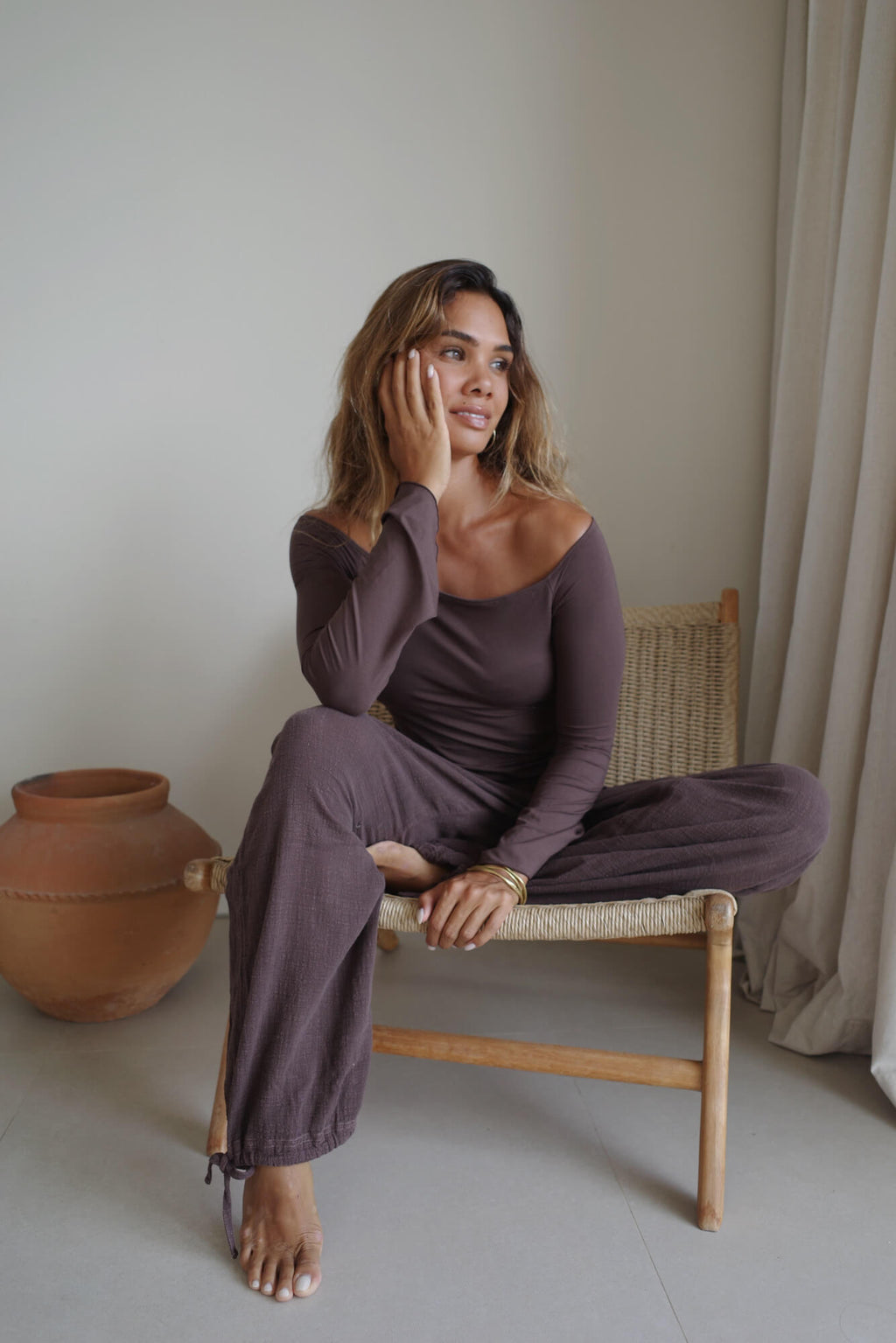 Sari long sleeve/CHOCOLATE