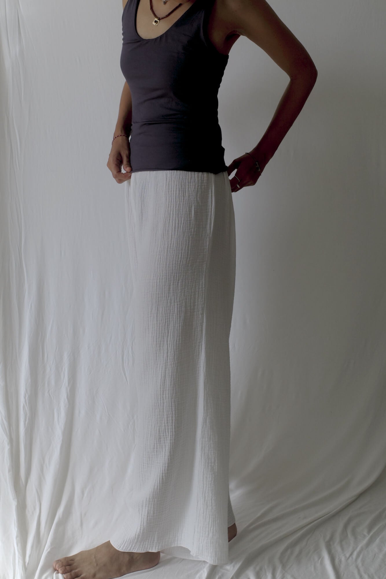 Cotton double bubble pants/White