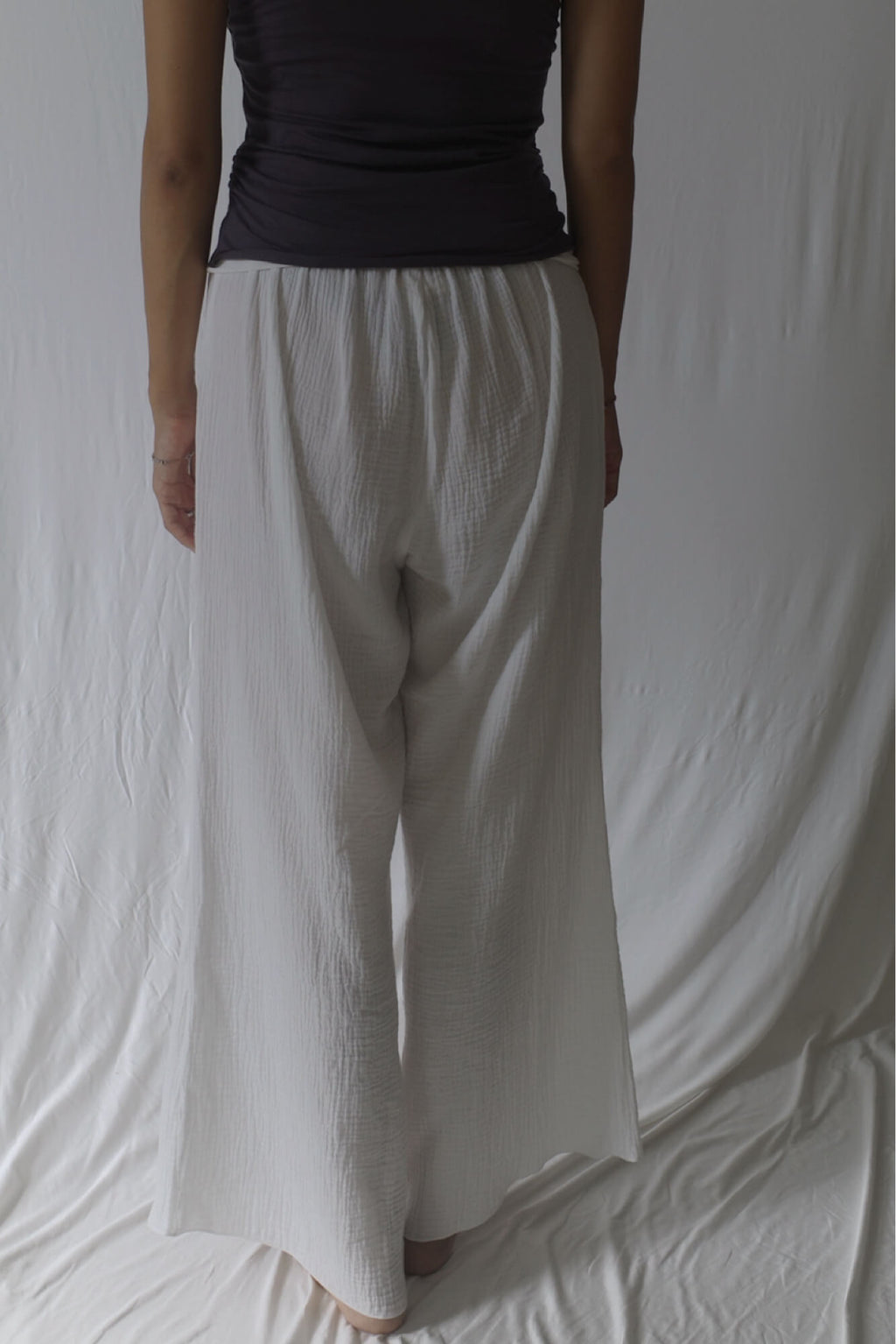 Cotton double bubble pants/White