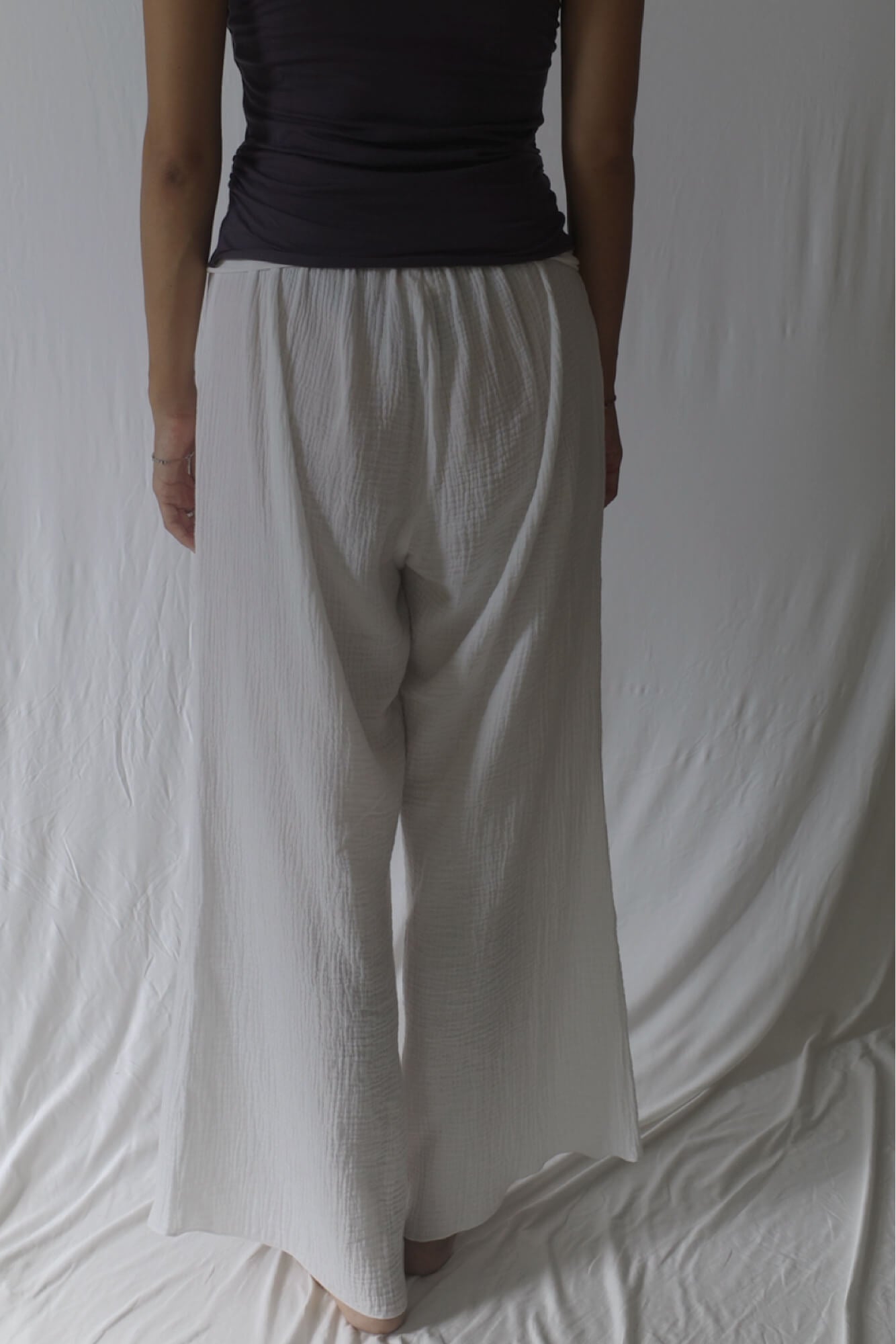Cotton double bubble pants/White
