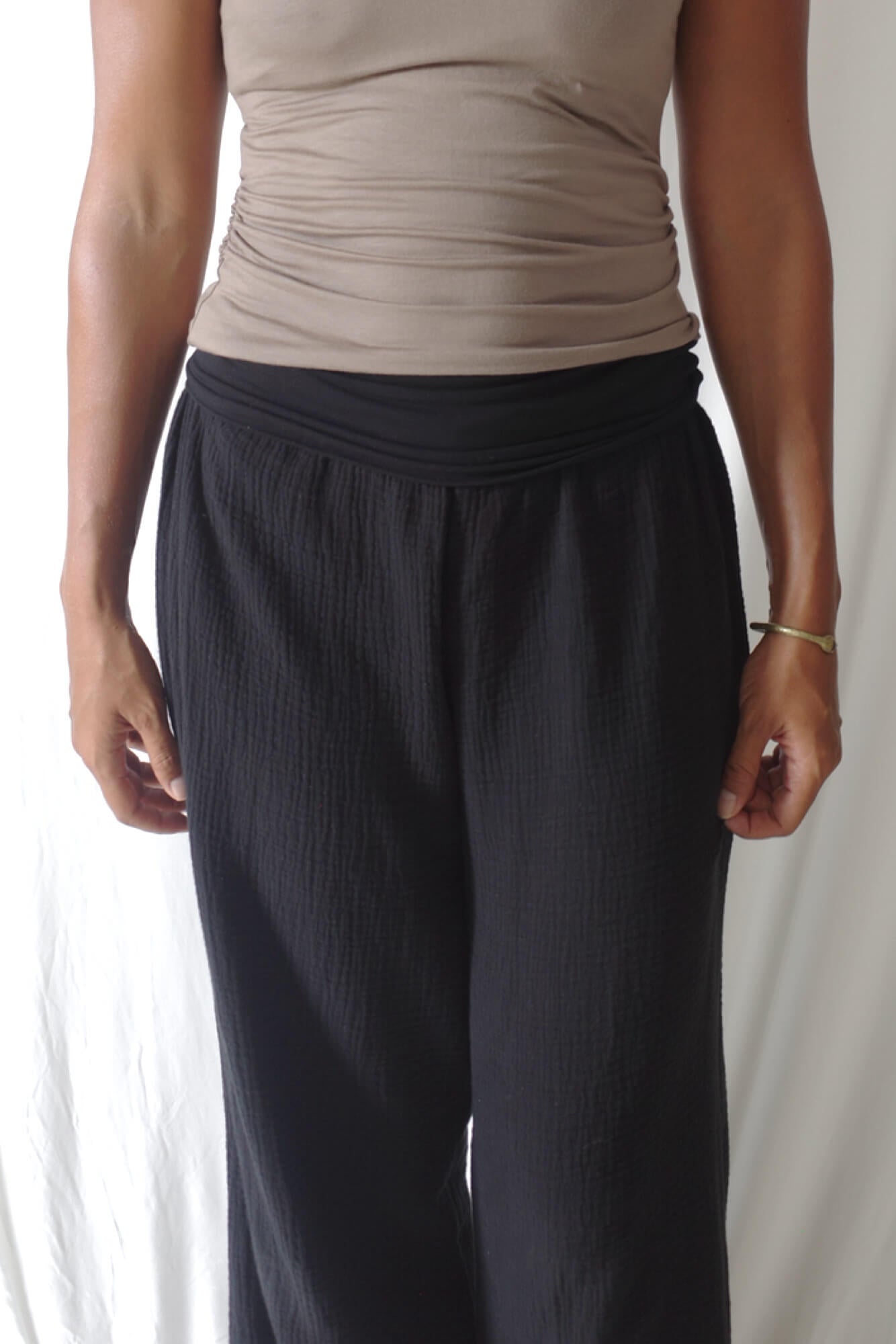 COTTON DOUBLE BUBBLE PANTS/BLACK