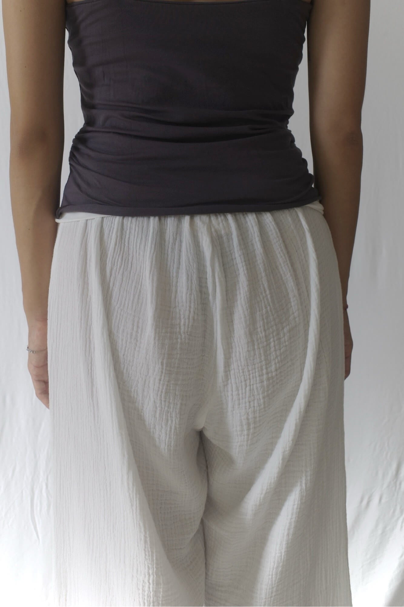 Cotton double bubble pants/White