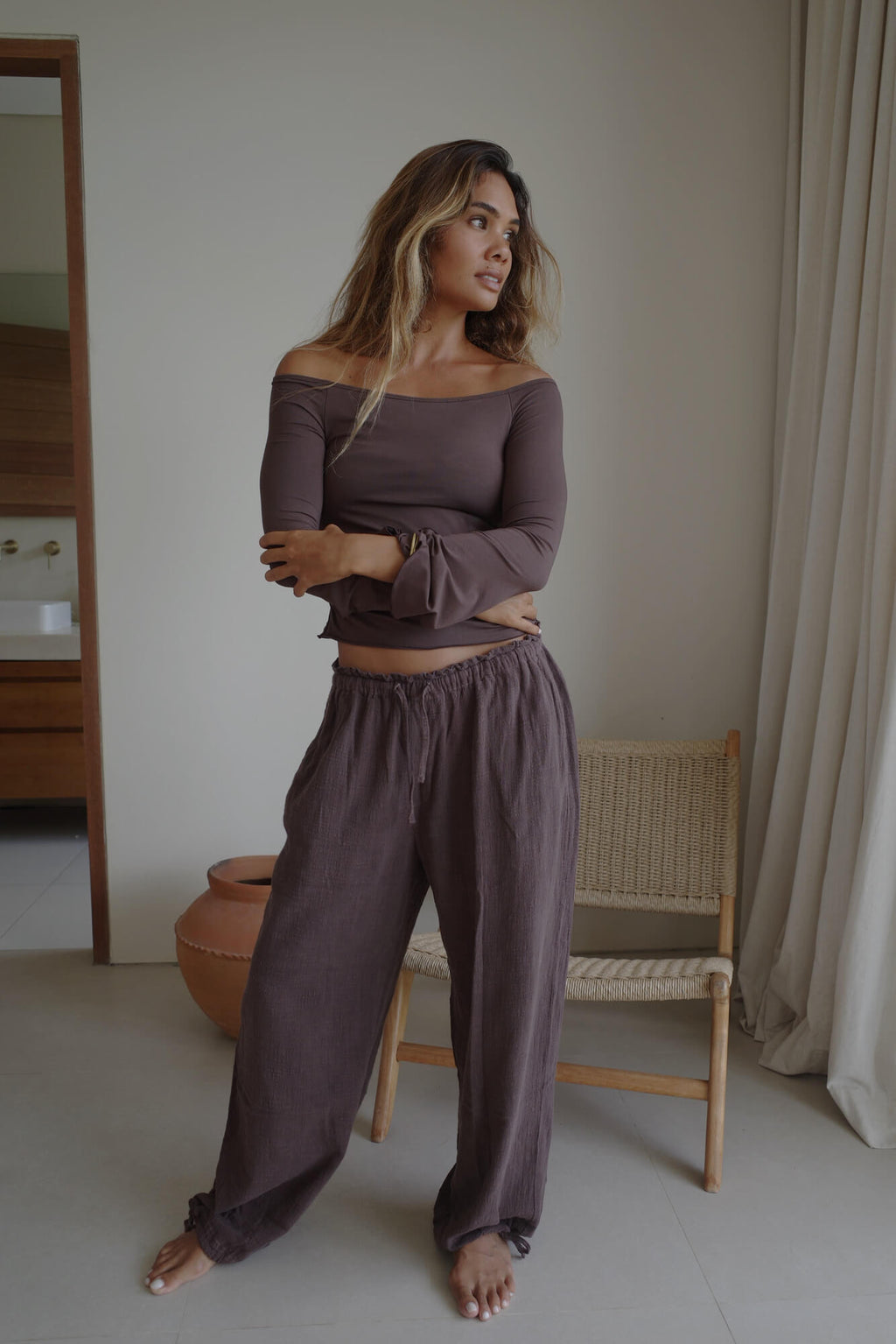 Sari long sleeve/CHOCOLATE