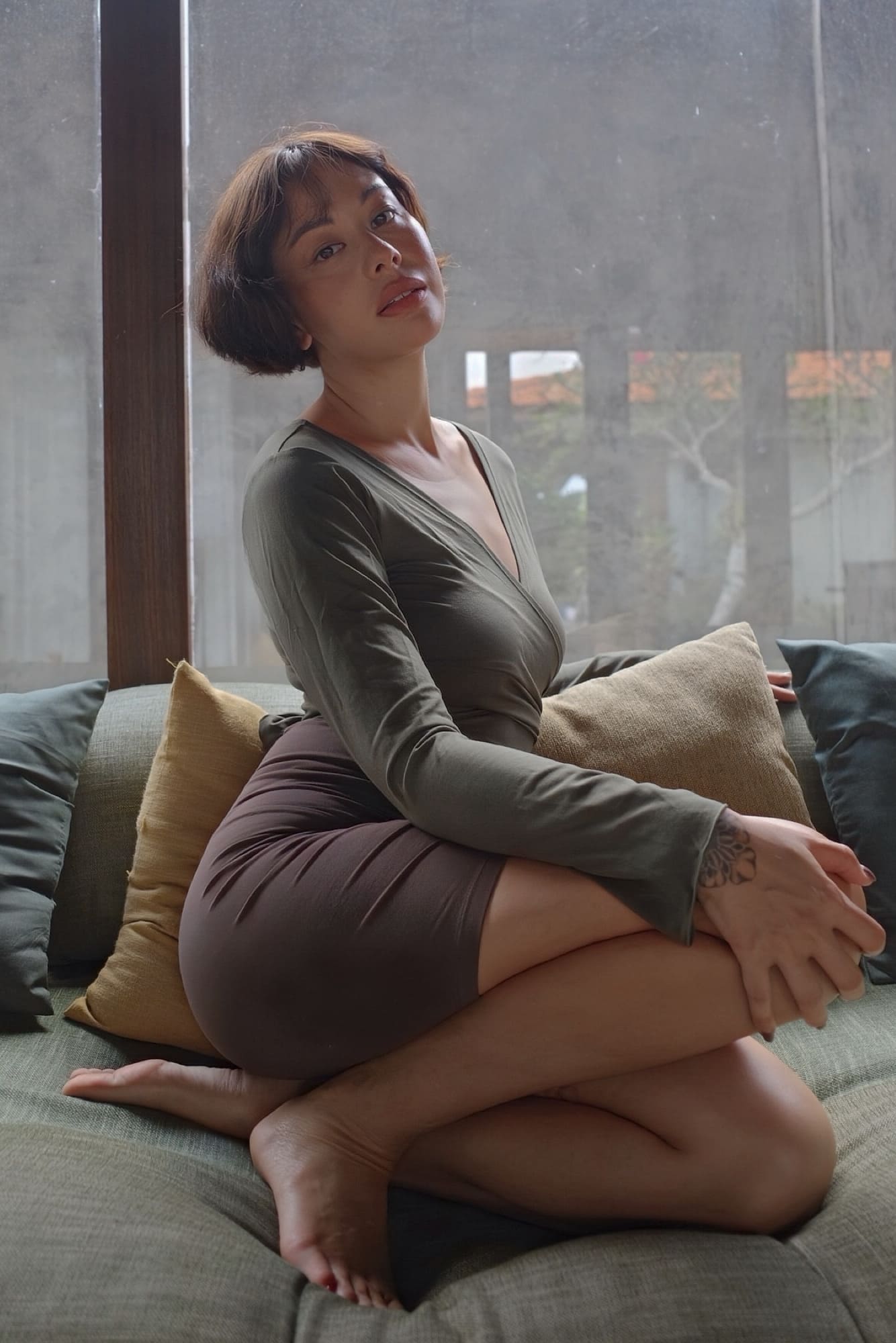 SARI WRAP TOP/KHAKI