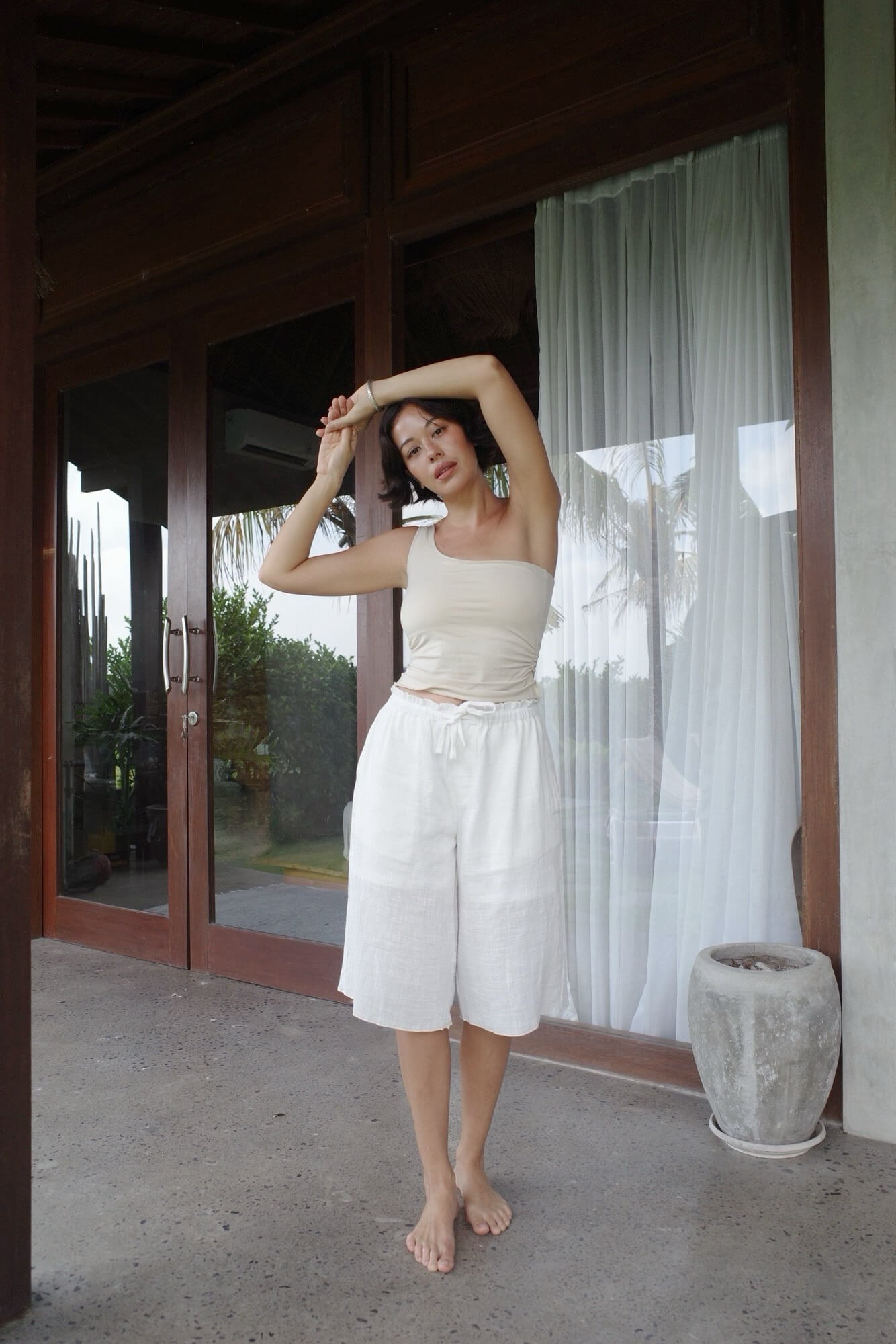 ORGANIC COTTON BERMUDA SHORTS/WHITE