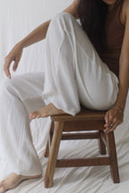 Cotton double bubble pants/White