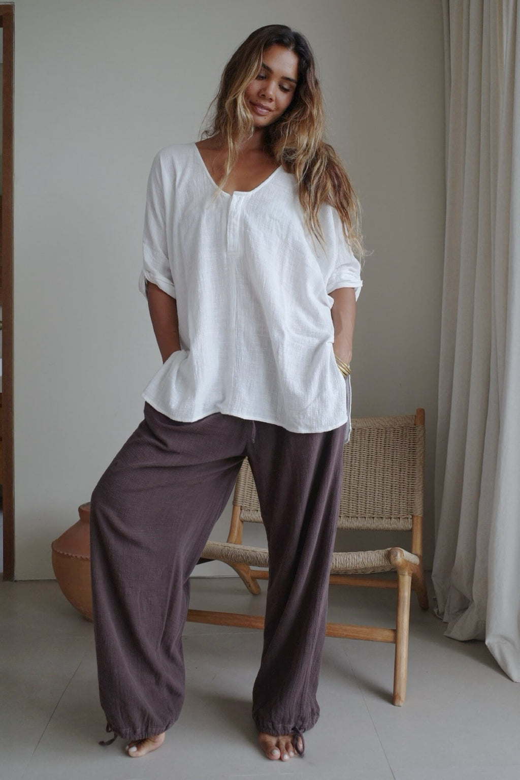 ORGANIC COTTON PANTS/CHOCOLATE