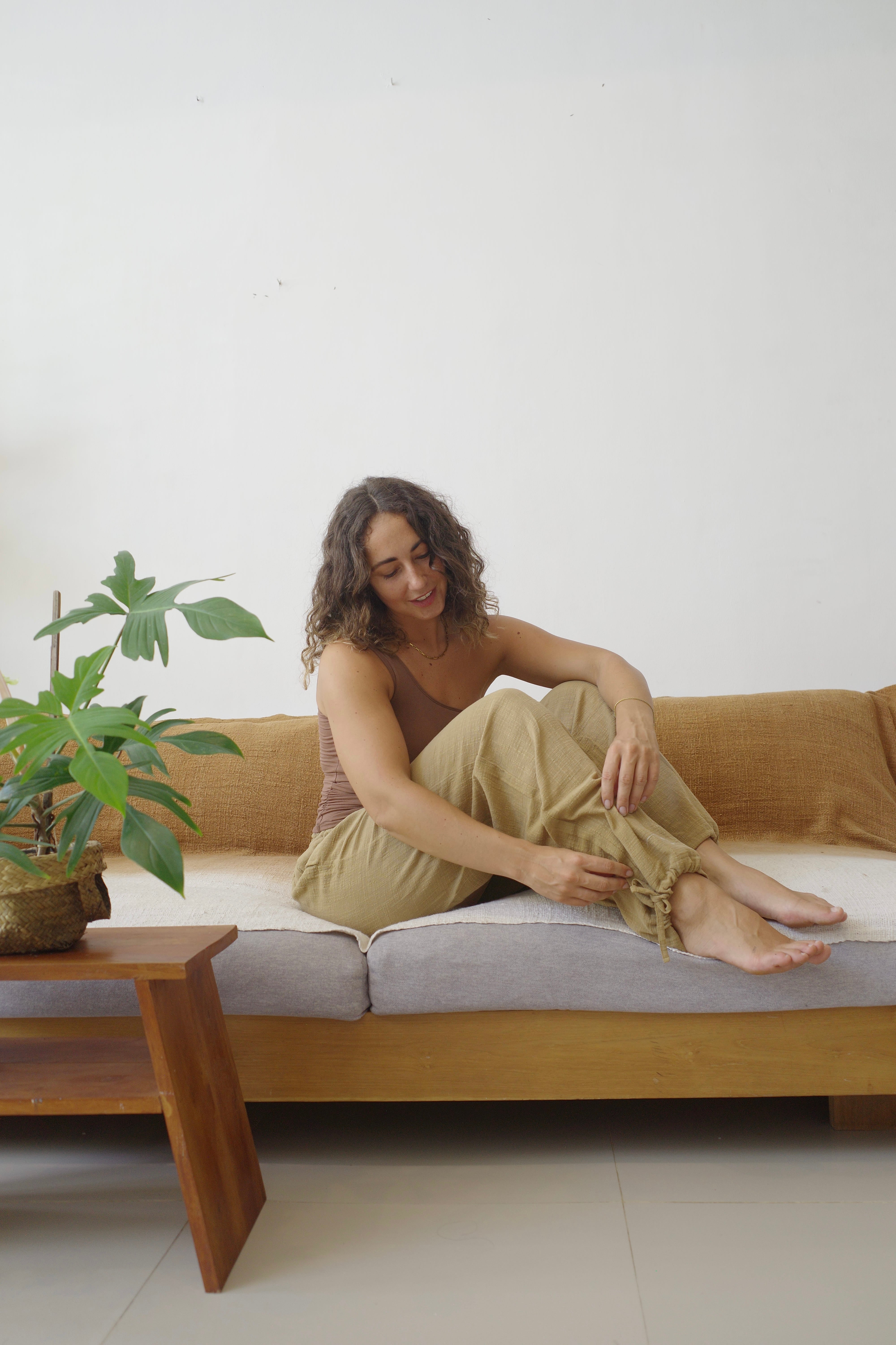 ORGANIC COTTON LONG PANTS/MILK CHOCOLATE