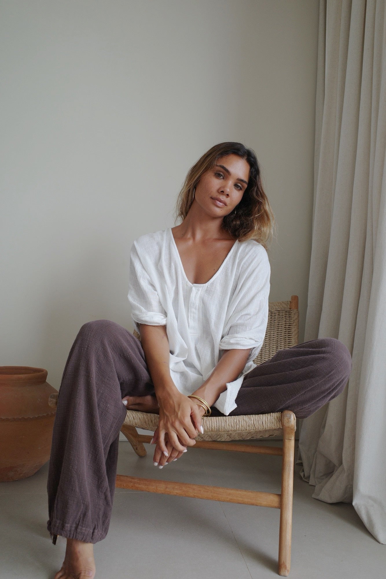 【受注予約/9月お届け】ORGANIC COTTON PANTS/CHOCOLATE