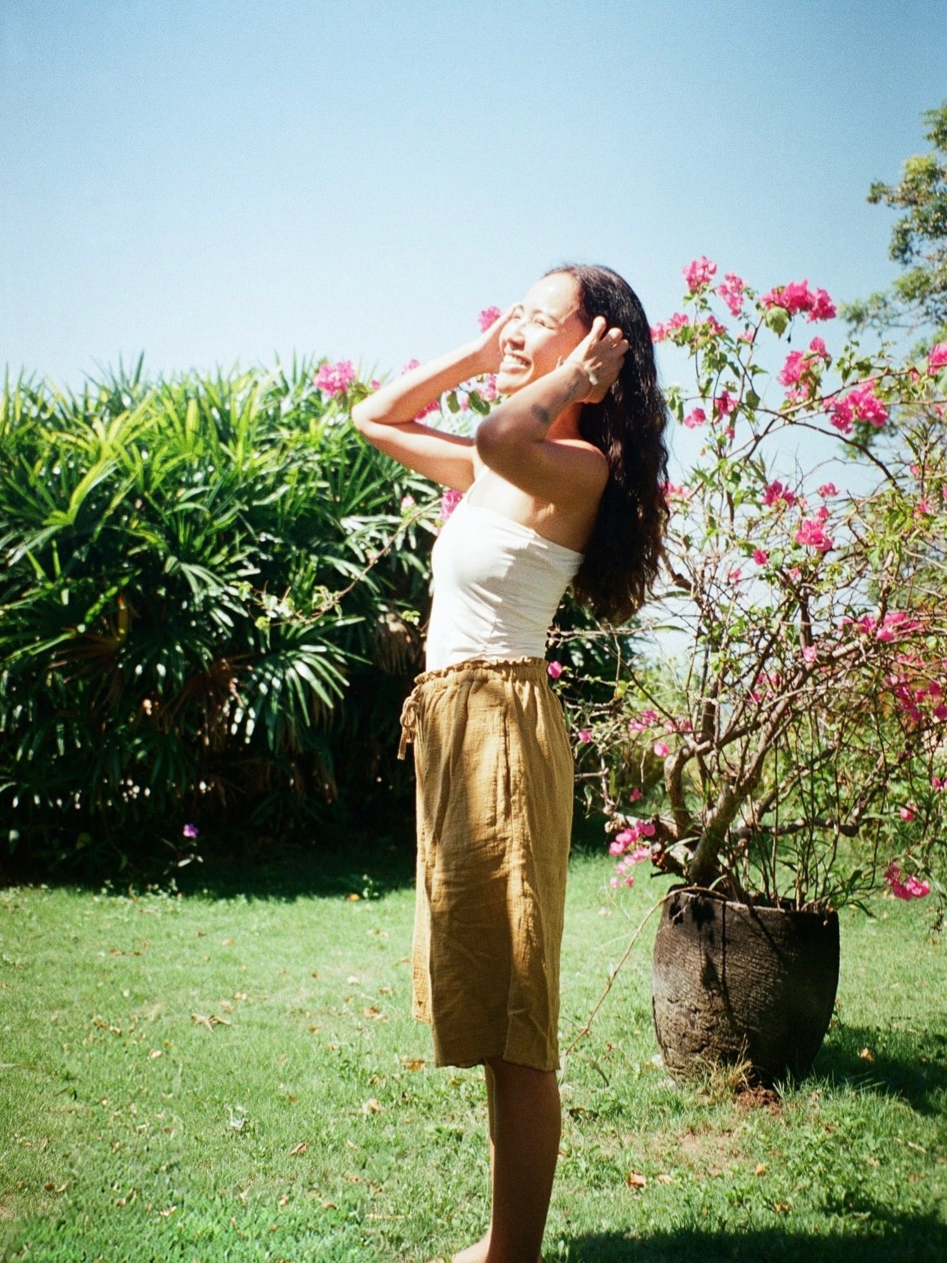 ORGANIC COTTON BERMUDA SHORTS/MILK CHOCOLATE